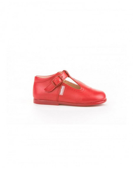 Zapatos pepitos fabricados con piel auténtica y cierre de hebilla. Rojo. T:  18-27.